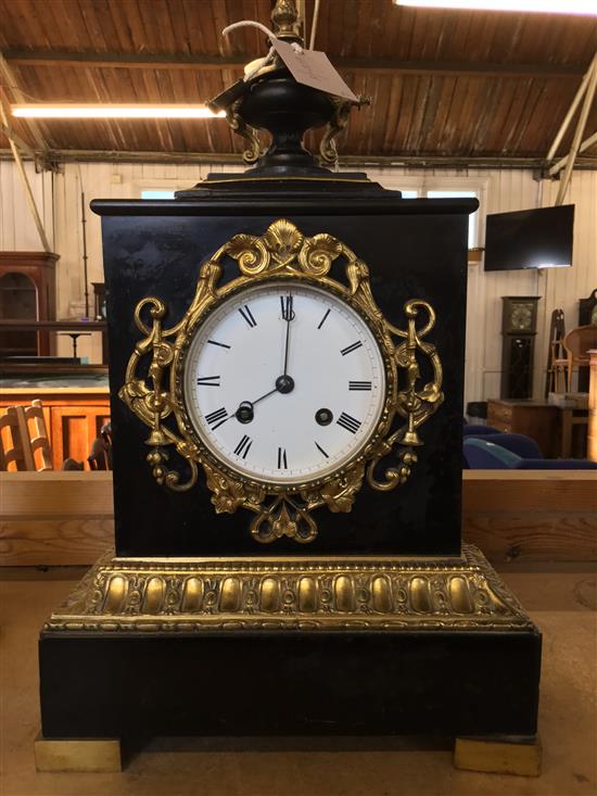 19th Century ormolu and slate mantel clock